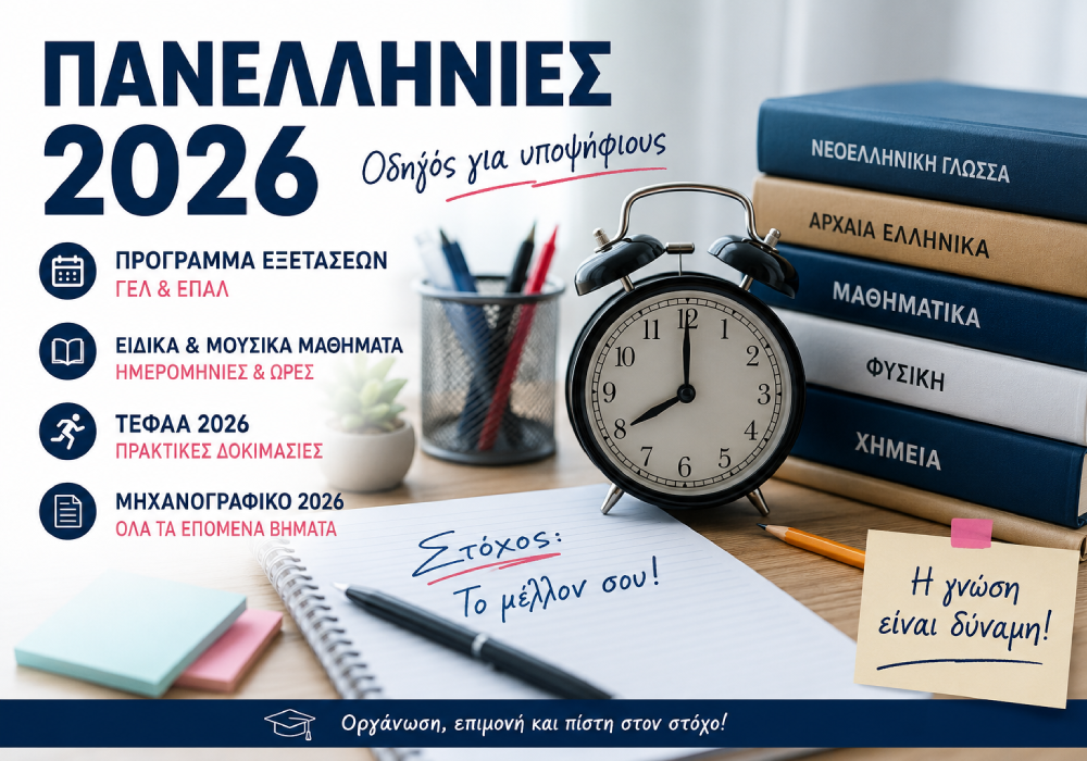 Πανελλήνιες 2026: Πρόγραμμα εξετάσεων, ειδικά μαθήματα και μηχανογραφικό